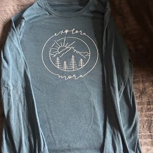 Explore More Graphic Long Sleeve Shirt - Teal